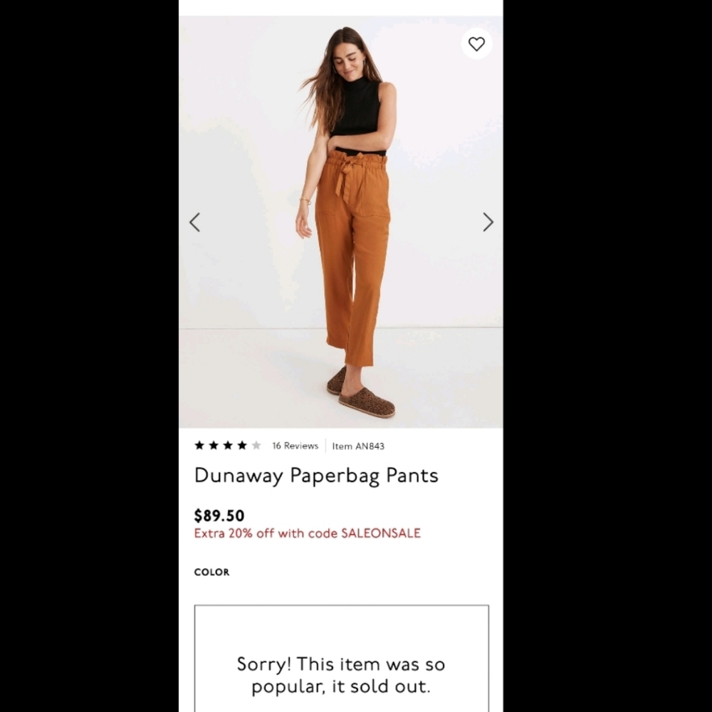 Madewell Dunaway paperbag waist pants Large
